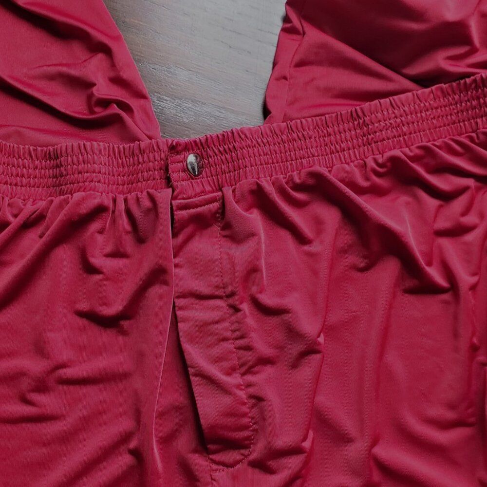 Men's Luxurious Silky Cranberry Red Pajama Set VINTAGE VIBE - 2XL KING SIZE - Picture 3 of 6